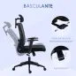 Silla de Oficina Giratoria con Reposabrazos 2D Silla Escritorio Regulable en Altura Reposacabezas Soporte Lumbar y Respaldo Alto