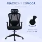 Silla de Oficina Giratoria con Reposabrazos 2D Silla Escritorio Regulable en Altura Reposacabezas Soporte Lumbar y Respaldo Alto