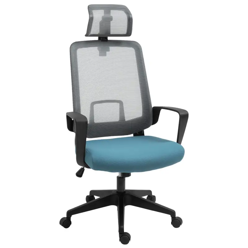 Silla de Oficina Ergonómica Silla Escritorio Giratoria con Altura Ajustable Soporte Lumbar Reposabrazos y Reposacabezas Regulabl