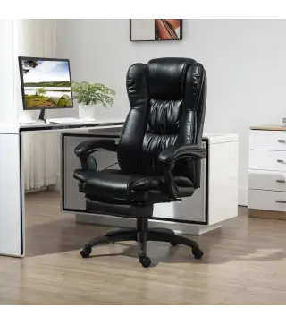 Silla de Masaje Reclinable con Altura Ajustable Reposapiés Retráctil y Control Remoto 68,5x68,5x113-121 cm Negro
