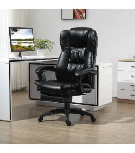 Silla de Masaje Reclinable con Altura Ajustable Reposapiés Retráctil y Control Remoto 68,5x68,5x113-121 cm Negro