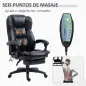 Silla de Masaje Reclinable con Altura Ajustable Reposapiés Retráctil y Control Remoto 68,5x68,5x113-121 cm Negro