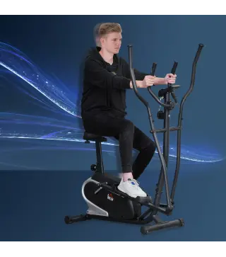 Bicicleta Elíptica con Resistencia Magnética Ajustable de 8 Niveles Bicicleta de Fitness con Sillín Regulable Pantalla LCD Pulsó