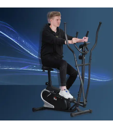 Bicicleta Elíptica con Resistencia Magnética Ajustable de 8 Niveles Bicicleta de Fitness con Sillín Regulable Pantalla LCD Pulsó