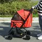 Carrito para Perros Plegable con Mango Reversible Ventana de Malla Cesta de Almacenamiento 76,5x52x95 cm Rojo