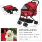 Carrito para Perros Plegable con Mango Reversible Ventana de Malla Cesta de Almacenamiento 76,5x52x95 cm Rojo