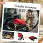 Carrito para Perros Plegable con Mango Reversible Ventana de Malla Cesta de Almacenamiento 76,5x52x95 cm Rojo