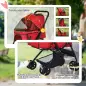 Carrito para Perros Plegable con Mango Reversible Ventana de Malla Cesta de Almacenamiento 76,5x52x95 cm Rojo