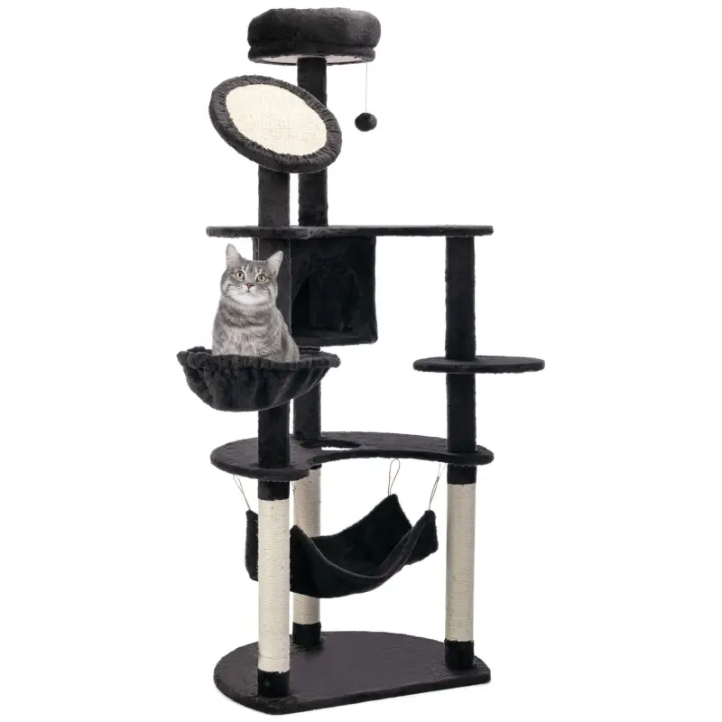 Árbol Rascador para Gatos Grande 65x50x153 cm Torre para Gatos Centro de Actividades con Múltiples Plataforma Poste Hamaca Bolas Árbol Rascador para Gatos Grande 65x50x153 cm Torre para Gatos Centro de Actividades con Múltiples Plataforma Poste Hamaca Bolas