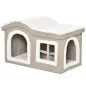 Casa Plegable para Gatos Interior Cueva para Gatos Grande con Tapa Extraíble Cojines 2 Entradas y Ventana Taburete para Gatos 63