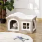 Casa Plegable para Gatos Interior Cueva para Gatos Grande con Tapa Extraíble Cojines 2 Entradas y Ventana Taburete para Gatos 63