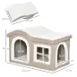 Casa Plegable para Gatos Interior Cueva para Gatos Grande con Tapa Extraíble Cojines 2 Entradas y Ventana Taburete para Gatos 63