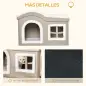 Casa Plegable para Gatos Interior Cueva para Gatos Grande con Tapa Extraíble Cojines 2 Entradas y Ventana Taburete para Gatos 63