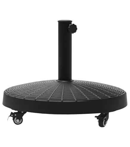 Base para Sombrilla con Ruedas de Resina y Metal Compatible con Postes Ø38 mm y Ø48 mm Ø52x41 cm Negro