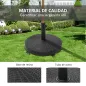 Base para Sombrilla con Ruedas de Resina y Metal Compatible con Postes Ø38 mm y Ø48 mm Ø52x41 cm Negro
