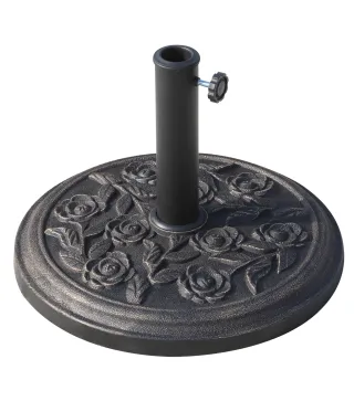 Base para Sombrilla de Jardín de 9 kg Soporte de Parasol Redondo de Resina para Postes de 38mm/48mm Ø45,5x31 cm Bronce