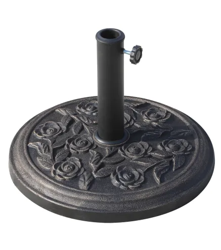 Base para Sombrilla de Jardín de 9 kg Soporte de Parasol Redondo de Resina para Postes de 38mm/48mm Ø45,5x31 cm Bronce