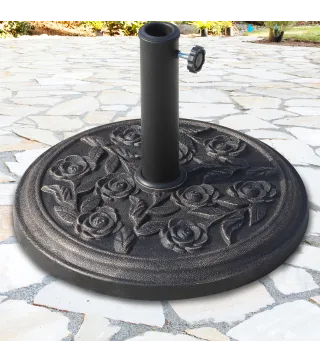 Base para Sombrilla de Jardín de 9 kg Soporte de Parasol Redondo de Resina para Postes de 38mm/48mm Ø45,5x31 cm Bronce