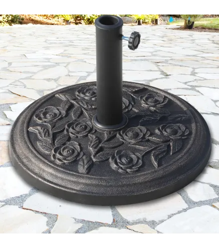 Base para Sombrilla de Jardín de 9 kg Soporte de Parasol Redondo de Resina para Postes de 38mm/48mm Ø45,5x31 cm Bronce