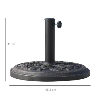 Base para Sombrilla de Jardín de 9 kg Soporte de Parasol Redondo de Resina para Postes de 38mm/48mm Ø45,5x31 cm Bronce