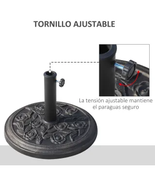 Base para Sombrilla de Jardín de 9 kg Soporte de Parasol Redondo de Resina para Postes de 38mm/48mm Ø45,5x31 cm Bronce