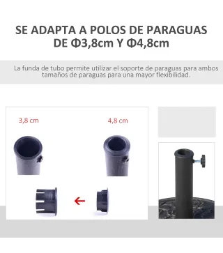 Base para Sombrilla de Jardín de 9 kg Soporte de Parasol Redondo de Resina para Postes de 38mm/48mm Ø45,5x31 cm Bronce