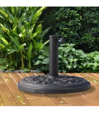 Base para Sombrilla de Jardín de 9 kg Soporte de Parasol Redondo de Resina para Postes de 38mm/48mm Ø45,5x31 cm Bronce