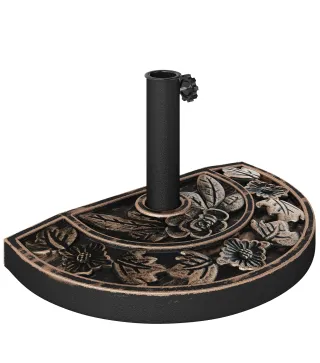 Soporte para Parasol Peso 9 kg en Forma de Semicírculo para Poste de Paraguas de Ø3,8 cm y Ø4,8 cm 50x31x32 cm Bronce