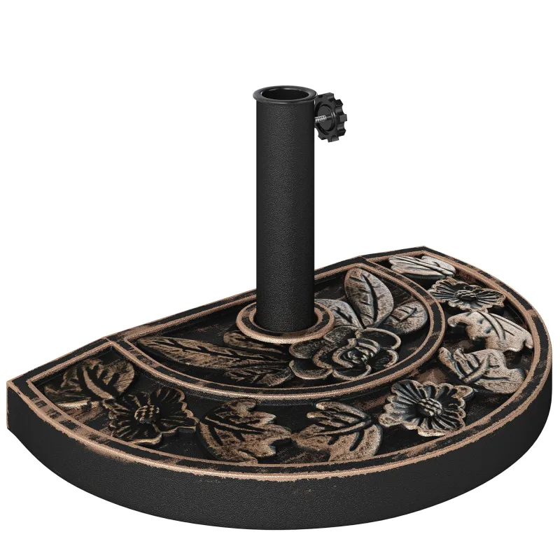 Soporte para Parasol Peso 9 kg en Forma de Semicírculo para Poste de Paraguas de Ø3,8 cm y Ø4,8 cm 50x31x32 cm Bronce