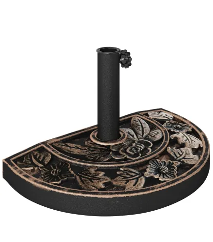 Soporte para Parasol Peso 9 kg en Forma de Semicírculo para Poste de Paraguas de Ø3,8 cm y Ø4,8 cm 50x31x32 cm Bronce