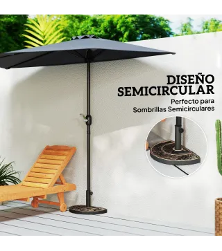 Soporte para Parasol Peso 9 kg en Forma de Semicírculo para Poste de Paraguas de Ø3,8 cm y Ø4,8 cm 50x31x32 cm Bronce