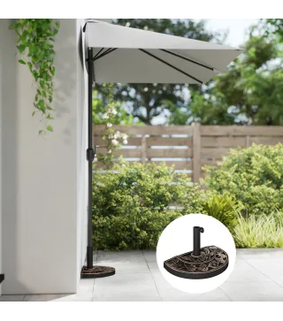 Soporte para Parasol Peso 9 kg en Forma de Semicírculo para Poste de Paraguas de Ø3,8 cm y Ø4,8 cm 50x31x32 cm Bronce