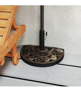 Soporte para Parasol Peso 9 kg en Forma de Semicírculo para Poste de Paraguas de Ø3,8 cm y Ø4,8 cm 50x31x32 cm Bronce