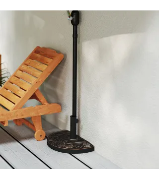 Soporte para Parasol Peso 9 kg en Forma de Semicírculo para Poste de Paraguas de Ø3,8 cm y Ø4,8 cm 50x31x32 cm Bronce