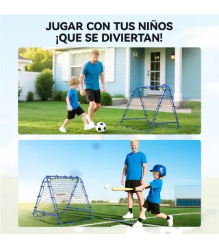 Red de Rebote Plegable y Ajustable para Entrenamiento de Fútbol Béisbol y Tenis 100x95x90 cm Azul