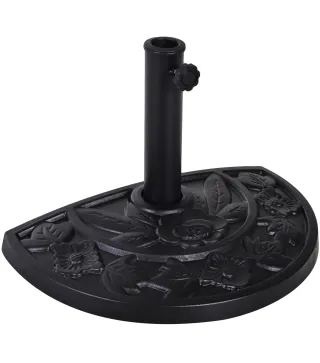 Soporte para Parasol Peso 9 kg en Forma de Semicírculo para Poste de Paraguas de Ø3,8 cm y Ø4,8 cm 50x31x32 cm Negro