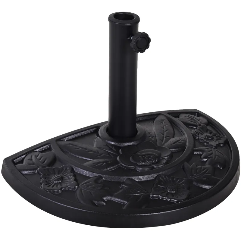 Soporte para Parasol Peso 9 kg en Forma de Semicírculo para Poste de Paraguas de Ø3,8 cm y Ø4,8 cm 50x31x32 cm Negro Soporte para Parasol Peso 9 kg en Forma de Semicírculo para Poste de Paraguas de Ø3,8 cm y Ø4,8 cm 50x31x32 cm Negro