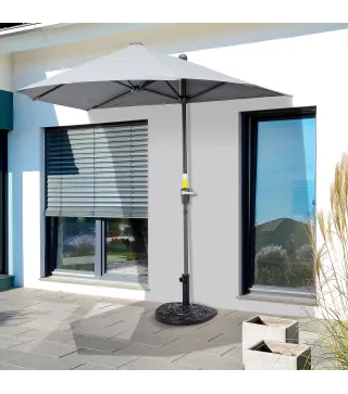 Soporte para Parasol Peso 9 kg en Forma de Semicírculo para Poste de Paraguas de Ø3,8 cm y Ø4,8 cm 50x31x32 cm Negro