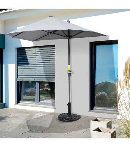 Soporte para Parasol Peso 9 kg en Forma de Semicírculo para Poste de Paraguas de Ø3,8 cm y Ø4,8 cm 50x31x32 cm Negro