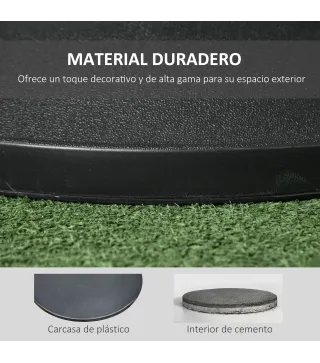 Base para Sombrilla Redonda 25 kg Soporte de Parasol de Cemento para Sombrilla con Postes Ø33 mm Ø38 mm Ø48 mm