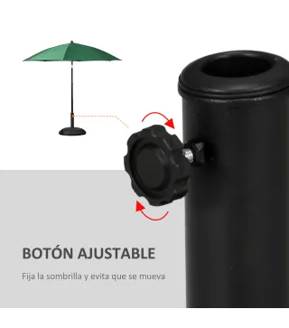 Base para Sombrilla Redonda 25 kg Soporte de Parasol de Cemento para Sombrilla con Postes Ø33 mm Ø38 mm Ø48 mm
