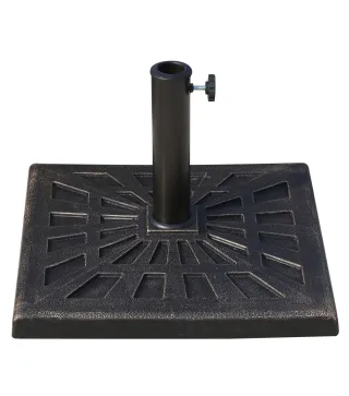 Base para Sombrilla de Resina Peso 15 kg para Poste de Parasol de Ø3,8 cm y Ø4,8 cm para Terraza 47x47x32 cm Bronce