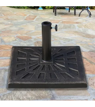 Base para Sombrilla de Resina Peso 15 kg para Poste de Parasol de Ø3,8 cm y Ø4,8 cm para Terraza 47x47x32 cm Bronce