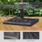 Base para Sombrilla de Resina Peso 15 kg para Poste de Parasol de Ø3,8 cm y Ø4,8 cm para Terraza 47x47x32 cm Bronce