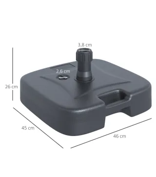 Base de Sombrilla Parasol de Playa Pies Soporte de Sombrilla Patio Jardín Lleno de Agua de 20 kg y Arena de 30 kg 46x45x26cm HDP