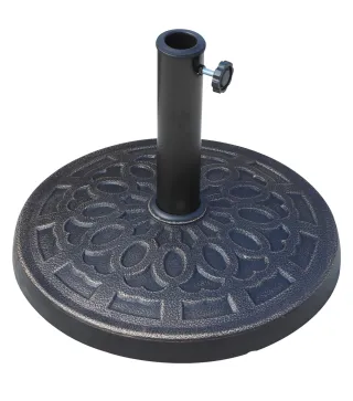 Base para Sombrilla de Jardín de 12 kg Soporte de Parasol Redondo de Resina para Postes de 38mm/48mm Ø44x34 cm Bronce