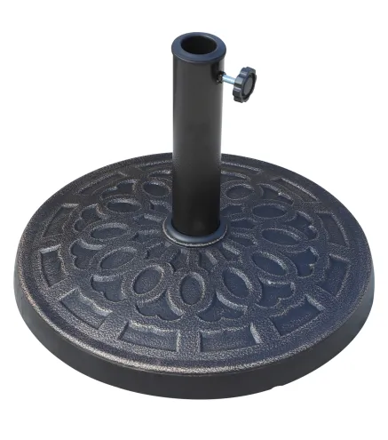 Base para Sombrilla de Jardín de 12 kg Soporte de Parasol Redondo de Resina para Postes de 38mm/48mm Ø44x34 cm Bronce