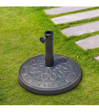 Base para Sombrilla de Jardín de 12 kg Soporte de Parasol Redondo de Resina para Postes de 38mm/48mm Ø44x34 cm Bronce