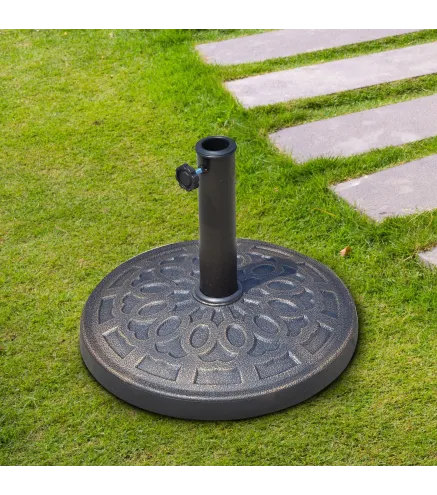 Base para Sombrilla de Jardín de 12 kg Soporte de Parasol Redondo de Resina para Postes de 38mm/48mm Ø44x34 cm Bronce