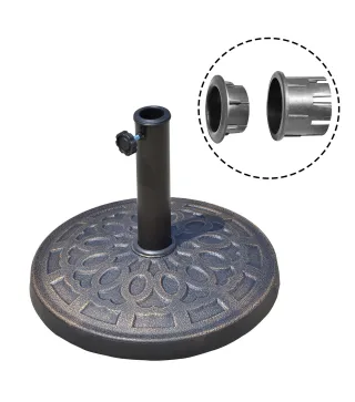 Base para Sombrilla de Jardín de 12 kg Soporte de Parasol Redondo de Resina para Postes de 38mm/48mm Ø44x34 cm Bronce
